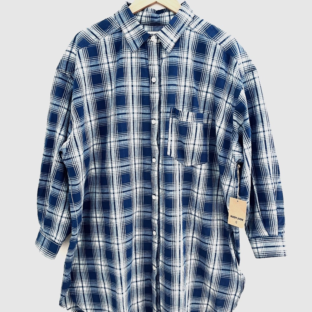 Rudy Jude Adult Plaid Morning Top Size XL NWT